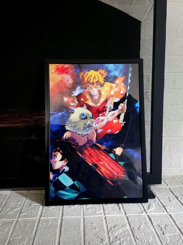 Tanjiro, Inosuke, and Zenitsu Vibrant Anime Print on Canvas - 13" x 19" | Demon Slayer Artwork